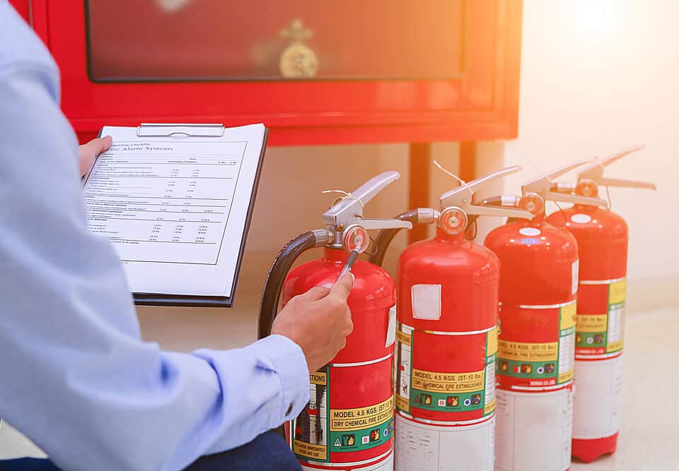 An engineer inspection of fire extinguishers and fire hoses ensures optimal safety and compliance with fire regulations in Long Island, NY.